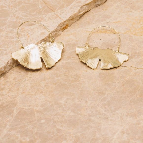 Anthropologie Golden Ginko Leaf Earrings - Picture 7 of 12